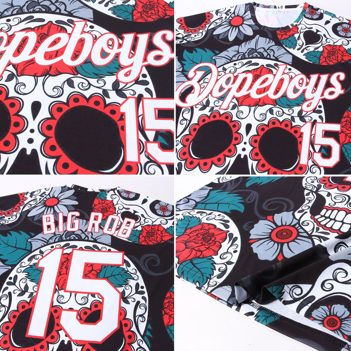 Custom Black White-Red 3D Skull Fashion Performance T-Shirt photo 4