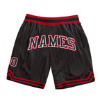 Custom Black Red Pinstripe Black-White Authentic Basketball Shorts photo 1