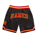 Custom Black Red Pinstripe Red-Gold Authentic Basketball Shorts photo 1