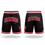 Custom Black Red Pinstripe Red-White Authentic Basketball Shorts