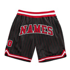 Custom Black Red Pinstripe Red-White Authentic Basketball Shorts photo 1