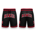 Custom Black White Pinstripe Red-White Authentic Basketball Shorts