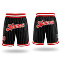Custom Black White Pinstripe Orange-White Authentic Basketball Shorts