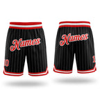 Custom Black White Pinstripe Orange-White Authentic Basketball Shorts