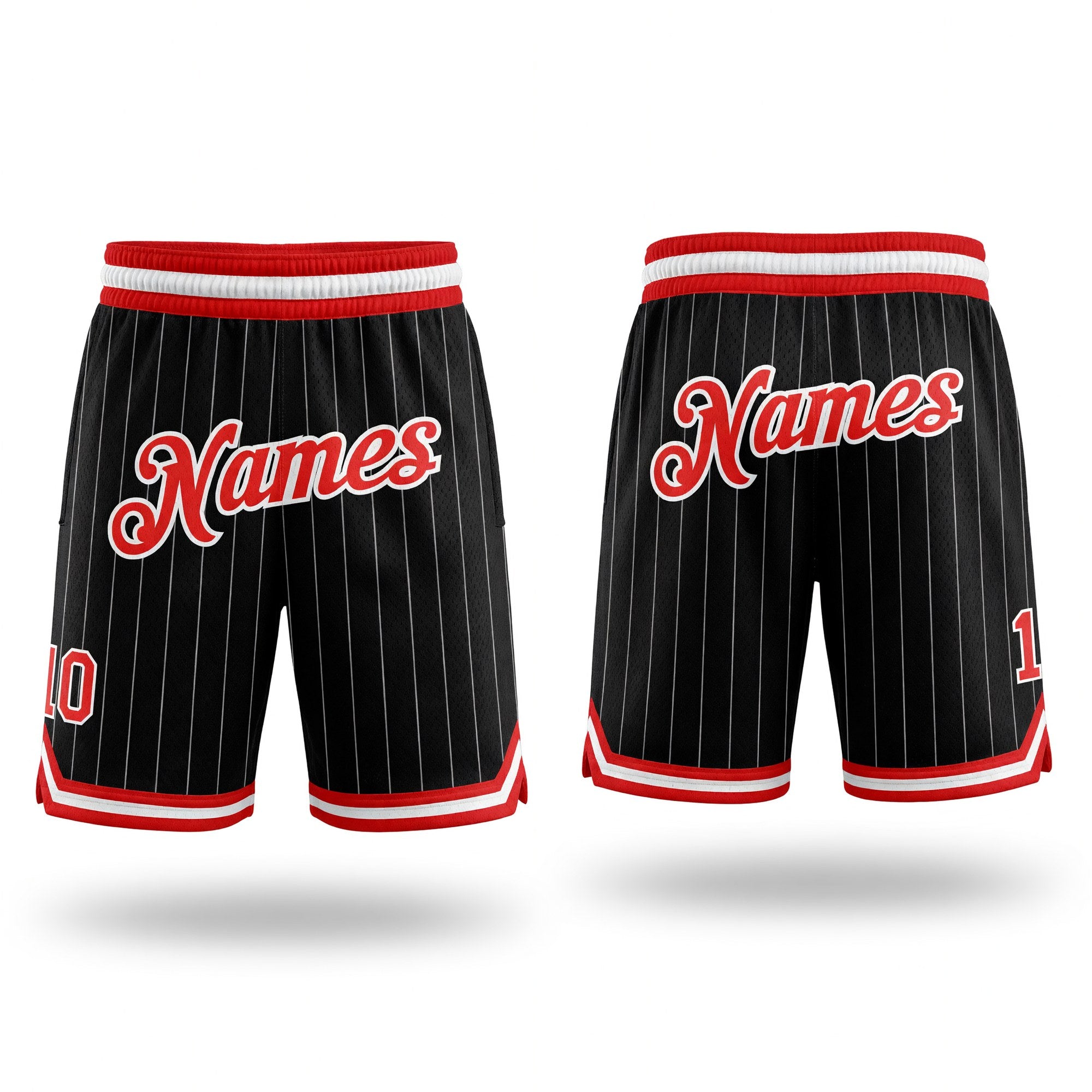 Custom Black White Pinstripe Orange-White Authentic Basketball Shorts
