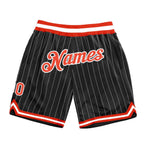 Custom Black White Pinstripe Orange-White Authentic Basketball Shorts photo 1