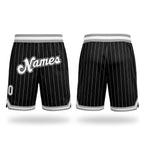 Custom Black White Pinstripe White-Gray Authentic Basketball Shorts