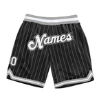 Custom Black White Pinstripe White-Gray Authentic Basketball Shorts photo 1