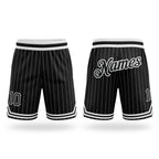 Custom Black White Pinstripe Black-White Authentic Basketball Shorts