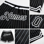 Custom Black White Pinstripe Black-White Authentic Basketball Shorts detail