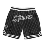 Custom Black White Pinstripe Black-White Authentic Basketball Shorts photo 1