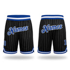 Custom Black White Pinstripe Royal-White Authentic Basketball Shorts
