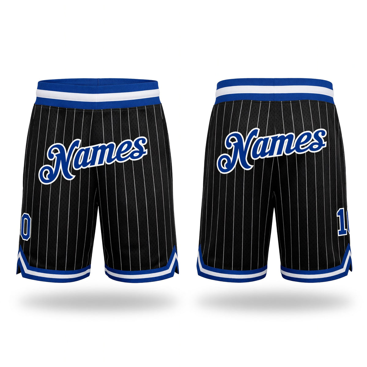 Custom Black White Pinstripe Royal-White Authentic Basketball Shorts