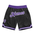 Custom Black White Pinstripe Purple-White Authentic Basketball Shorts photo 1