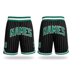Custom Black White Pinstripe Kelly Green-White Authentic Basketball Shorts