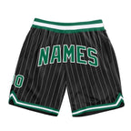 Custom Black White Pinstripe Kelly Green-White Authentic Basketball Shorts photo 1