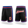 Custom Black White Pinstripe Orange-Royal Authentic Basketball Shorts