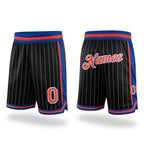 Custom Black White Pinstripe Orange-Royal Authentic Basketball Shorts