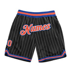 Custom Black White Pinstripe Orange-Royal Authentic Basketball Shorts photo 1