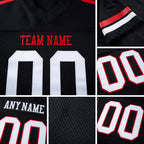 Custom Black White-Red Mesh Authentic Football Jersey detail