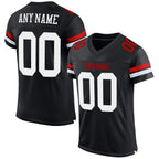 Custom Black White-Red Mesh Authentic Football Jersey photo 1
