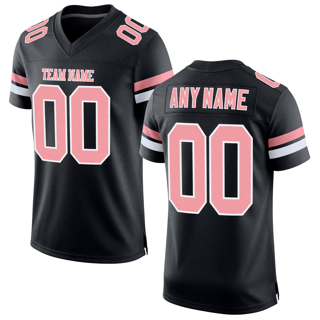 Custom Black Medium Pink-White Mesh Authentic Football Jersey