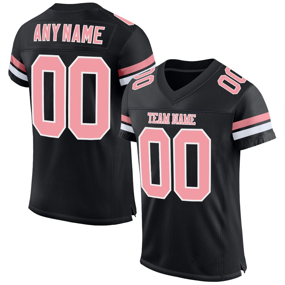 Custom Black Medium Pink-White Mesh Authentic Football Jersey photo 1
