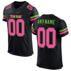 Custom Black Pink-Neon Green Mesh Authentic Football Jersey