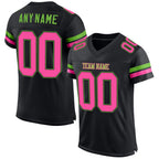 Custom Black Pink-Neon Green Mesh Authentic Football Jersey photo 1