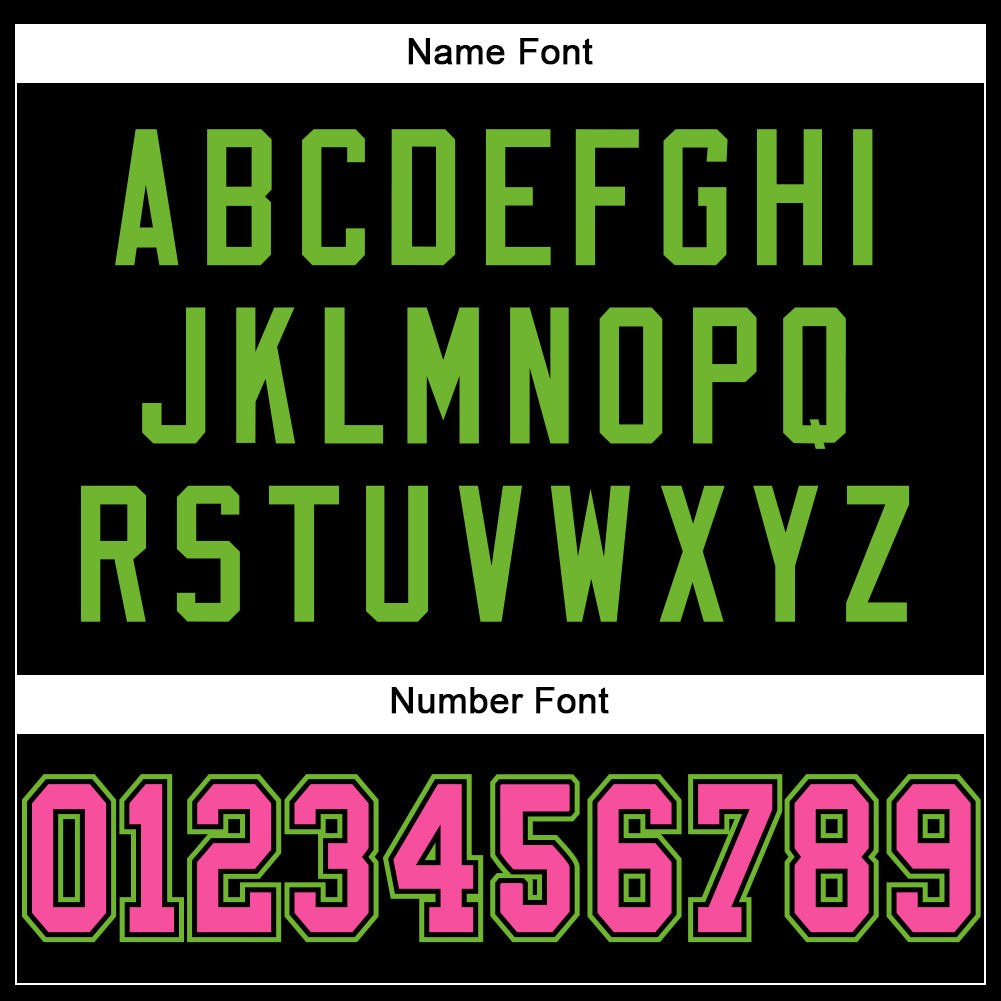 Custom Black Pink-Neon Green Mesh Authentic Football Jersey photo 3
