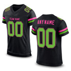 Custom Black Neon Green-Pink Mesh Authentic Football Jersey