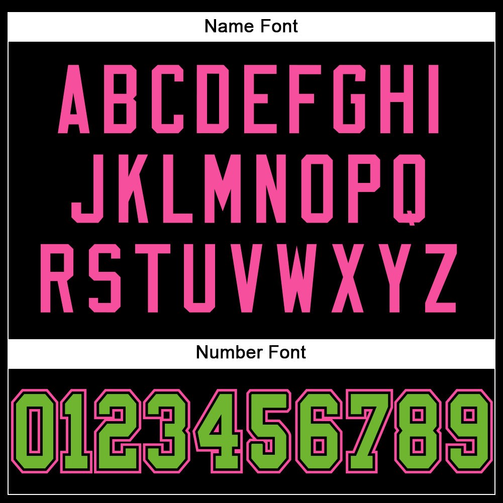 Custom Black Neon Green-Pink Mesh Authentic Football Jersey photo 3