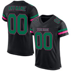 Custom Black Kelly Green-Pink Mesh Authentic Football Jersey photo 1