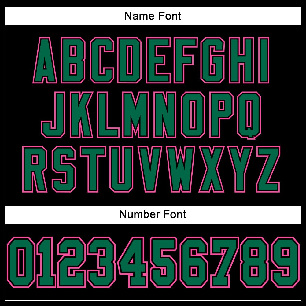 Custom Black Kelly Green-Pink Mesh Authentic Football Jersey photo 3