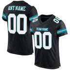 Custom Black White-Teal Mesh Authentic Football Jersey photo 1
