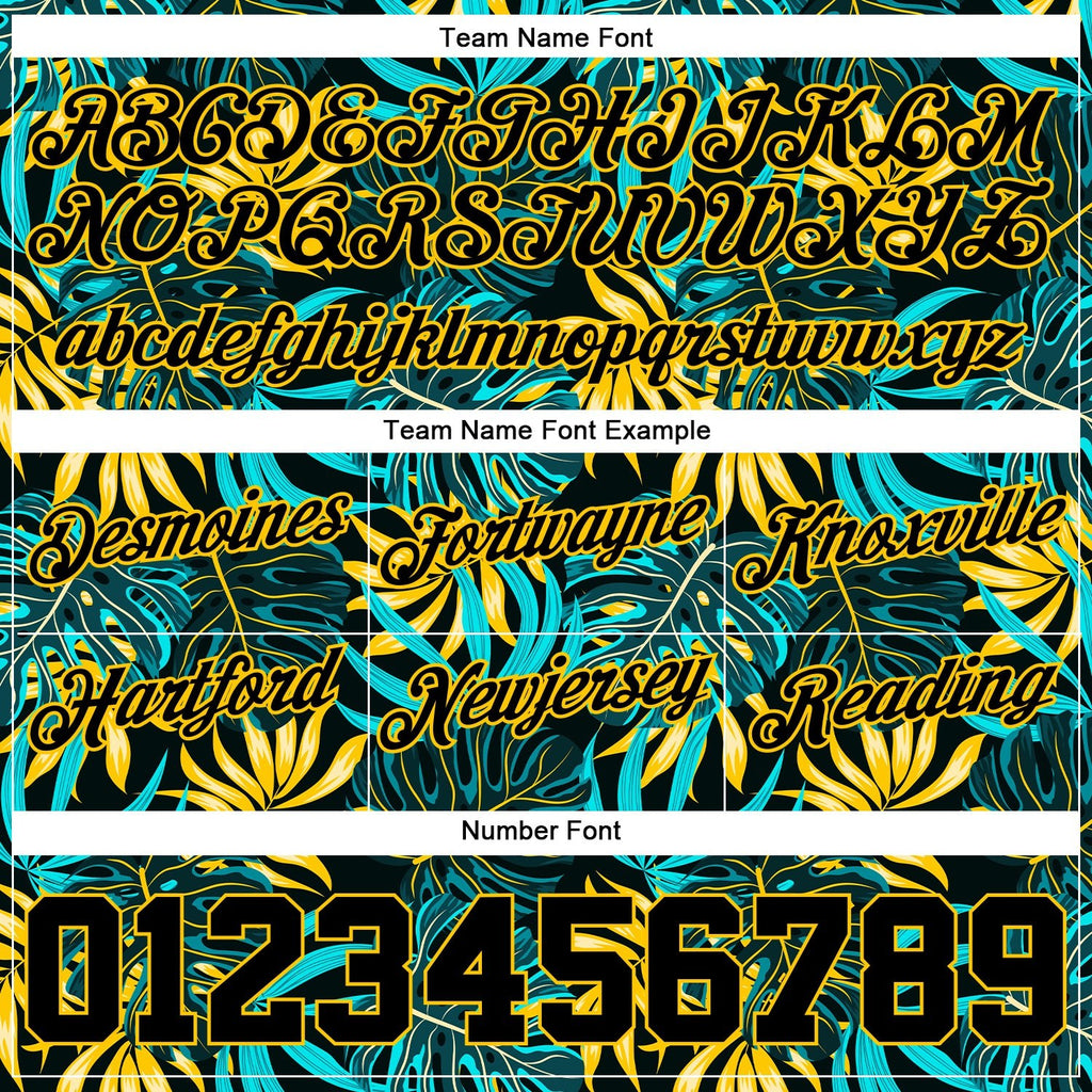 Custom Black Black-Gold 3D Pattern Design Tropical Palm Leaves Authentic Basketball Shorts photo 2