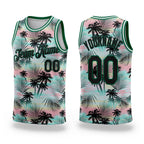 Custom Black Black-Kelly Green 3D Pattern Tropical Hawaii Palm Leaves Authentic Basketball Jersey