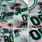 Custom Black Black-Kelly Green 3D Pattern Tropical Hawaii Palm Leaves Authentic Basketball Jersey detail
