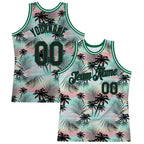 Custom Black Black-Kelly Green 3D Pattern Tropical Hawaii Palm Leaves Authentic Basketball Jersey photo 1