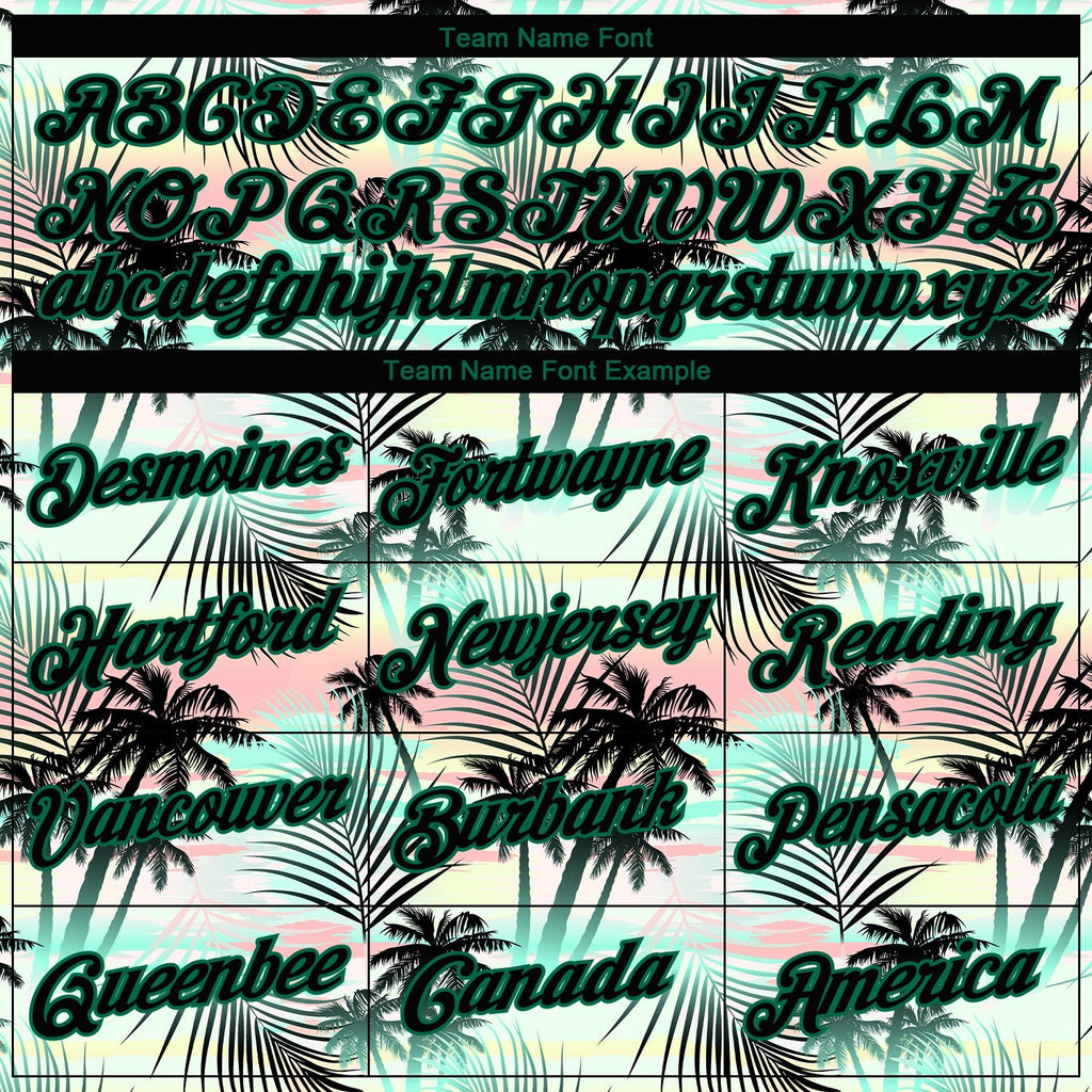 Custom Black Black-Kelly Green 3D Pattern Tropical Hawaii Palm Leaves Authentic Basketball Jersey photo 2