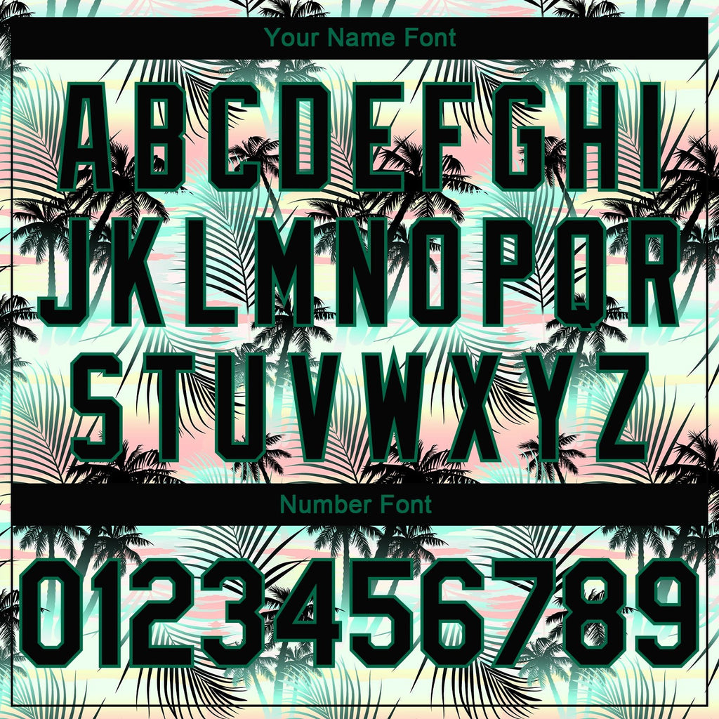 Custom Black Black-Kelly Green 3D Pattern Tropical Hawaii Palm Leaves Authentic Basketball Jersey photo 3