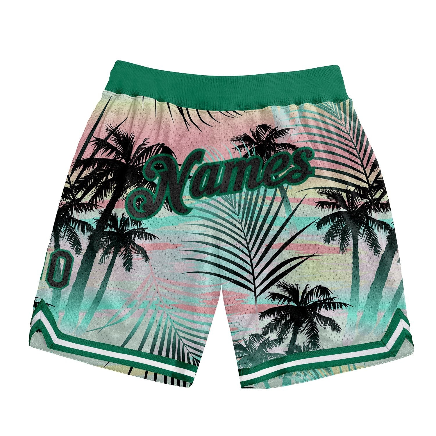 Custom Black Black-Kelly Green 3D Pattern Design Tropical Palm Leaves Authentic Basketball Shorts photo 1