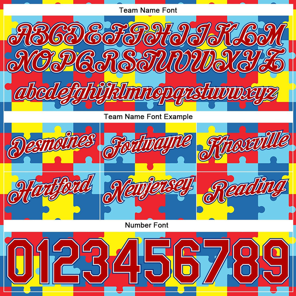 Custom Black Red-Royal 3D Pattern Design Autism Supporter Awareness Puzzle Pieces Authentic Basketball Shorts photo 2
