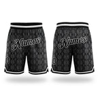 Custom Black Black-White 3D Pattern Design Snakeskin Authentic Basketball Shorts
