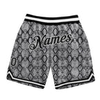 Custom Black Black-White 3D Pattern Design Snakeskin Authentic Basketball Shorts photo 1