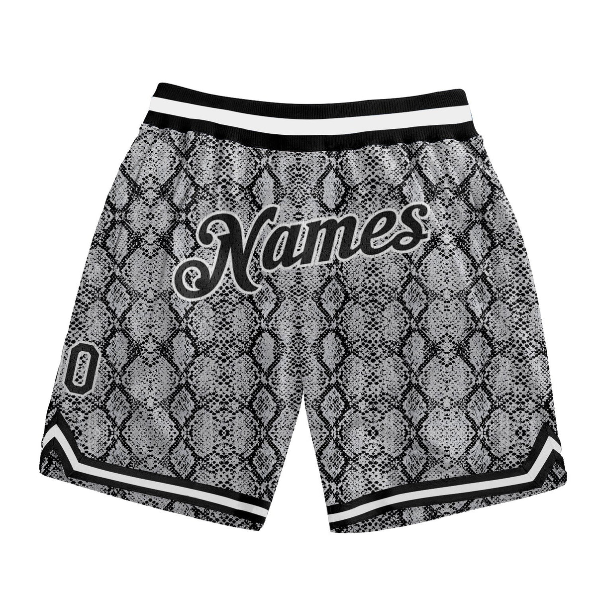 Custom Black Black-White 3D Pattern Design Snakeskin Authentic Basketball Shorts photo 1