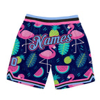Custom Black Light Blue-Pink 3D Pattern Design Hawaii Flamingo Authentic Basketball Shorts photo 1