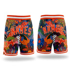 Custom Black Orange-White 3D Pattern Design Hawaii Bush Authentic Basketball Shorts