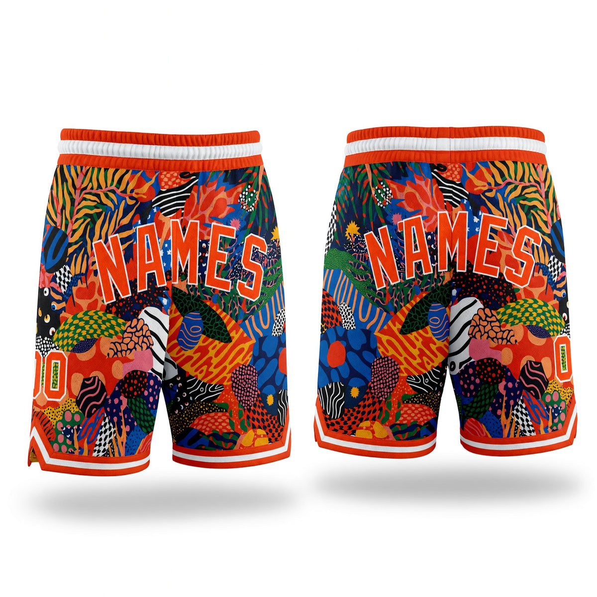 Custom Black Orange-White 3D Pattern Design Hawaii Bush Authentic Basketball Shorts