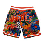 Custom Black Orange-White 3D Pattern Design Hawaii Bush Authentic Basketball Shorts photo 2
